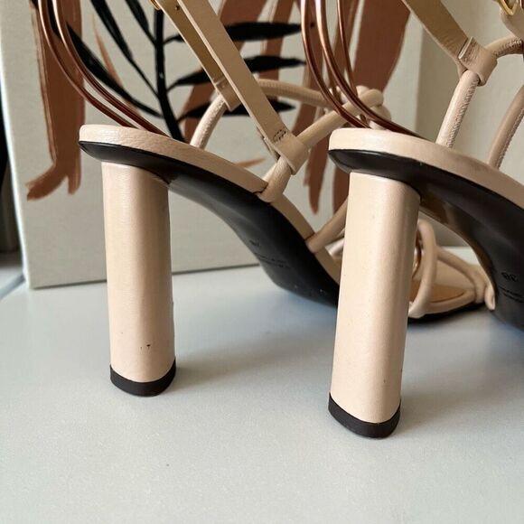 Frame Le Hendrix Slingback Leather Heeled Sandals Cream Size 38 - Picture 8 of 11